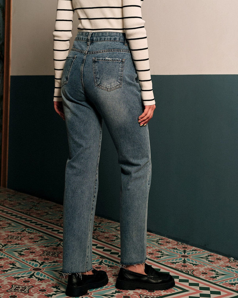 The Washed Straight Jeans Denim - RIHOAS