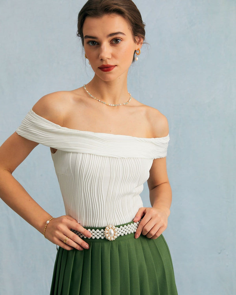 The Water Ripple Off-The-Shoulder Top White Tops - RIHOAS