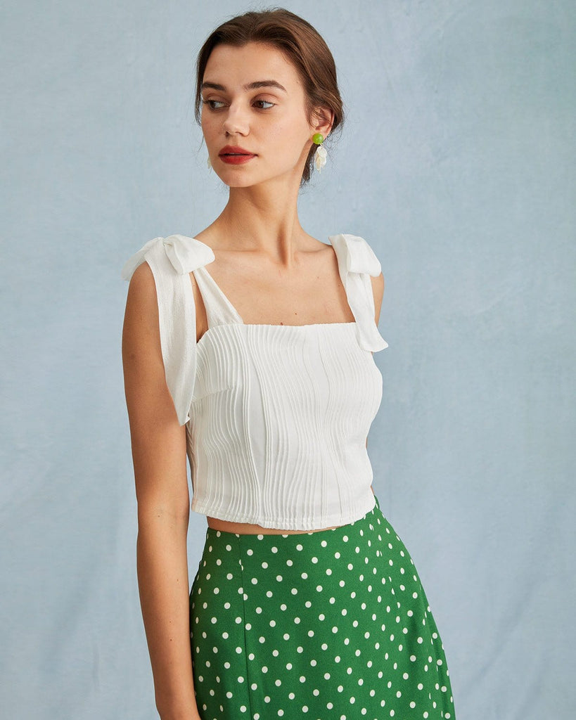 The Water Ripple Textured Cami Top White Tops - RIHOAS