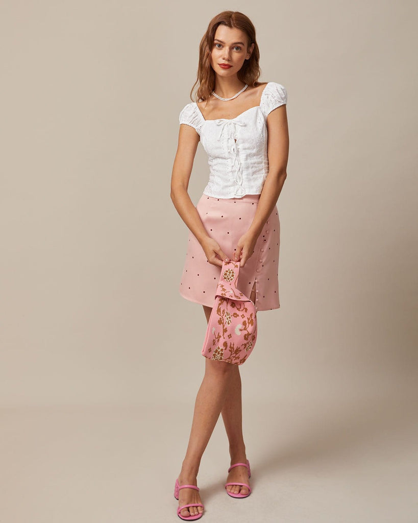 The White Lace Up Eyelet Embroidery Blouse Tops - RIHOAS