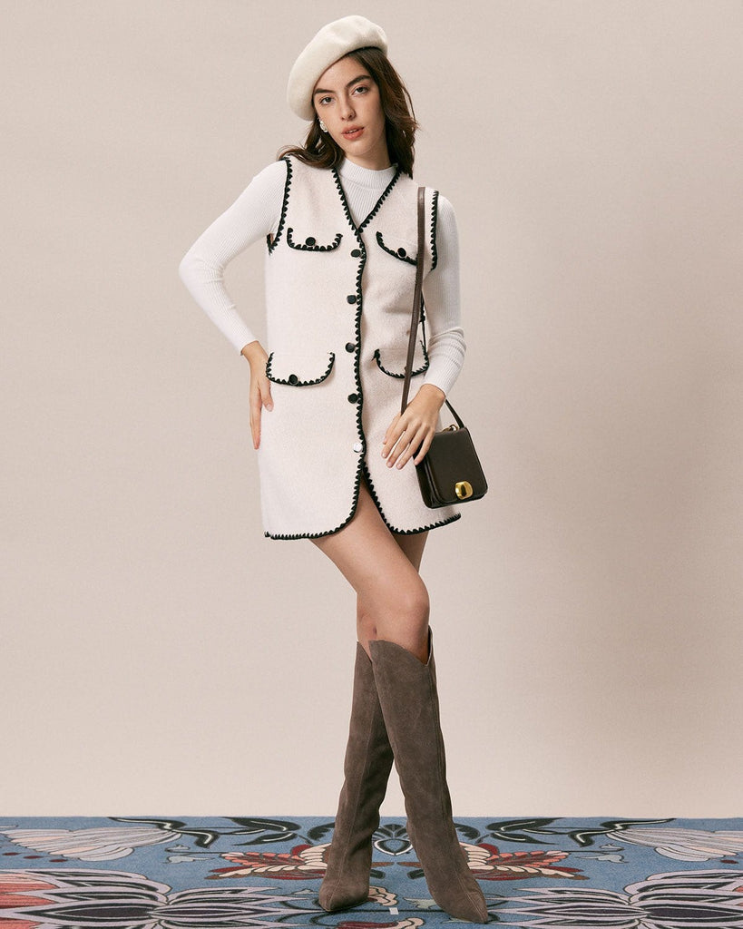 The White Mock Neck Knit Top Tops - RIHOAS