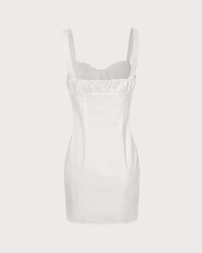 The White Ruched Mini Dress Dresses - RIHOAS
