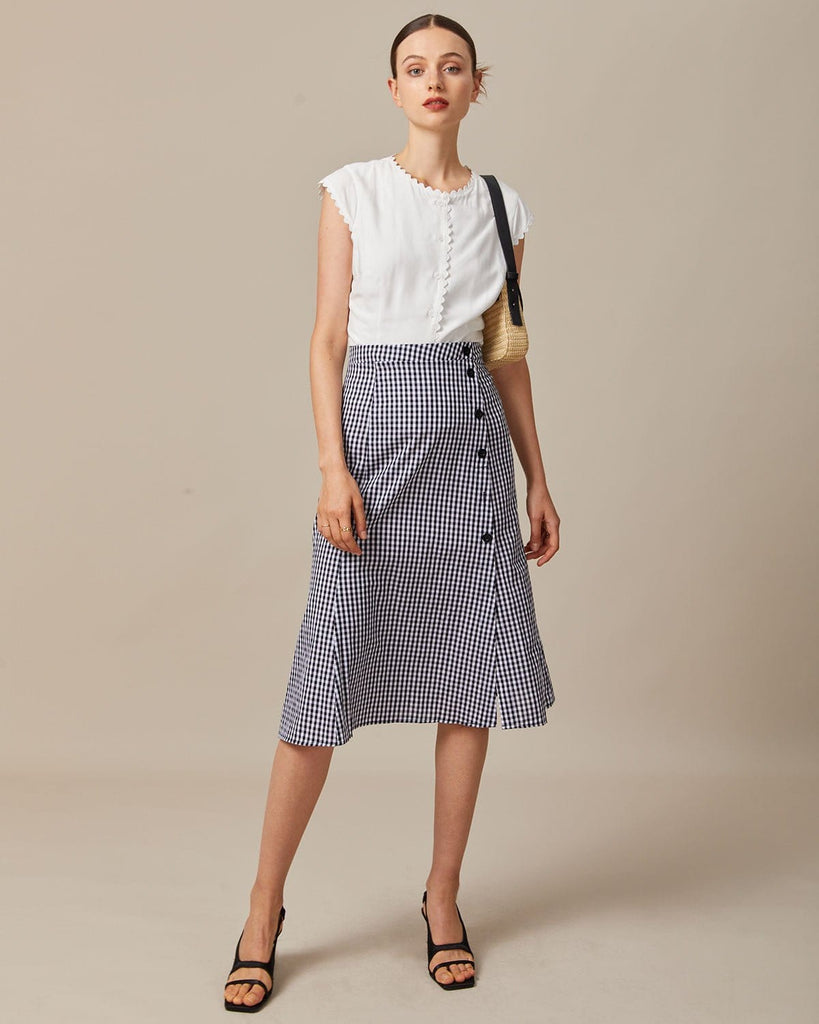 The White Scallop Trim Blouse Tops - RIHOAS