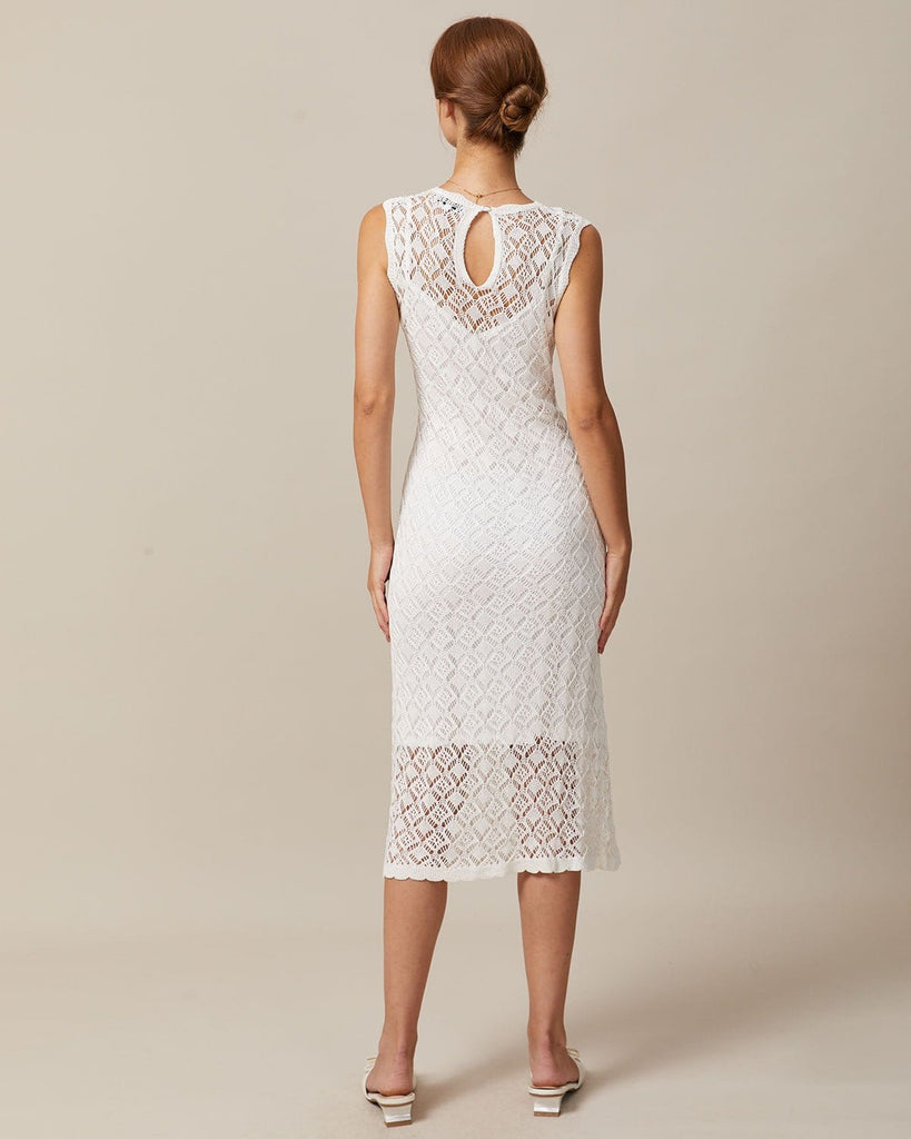 The White Wave Cut Pointelle & Cami Dress Dresses - RIHOAS
