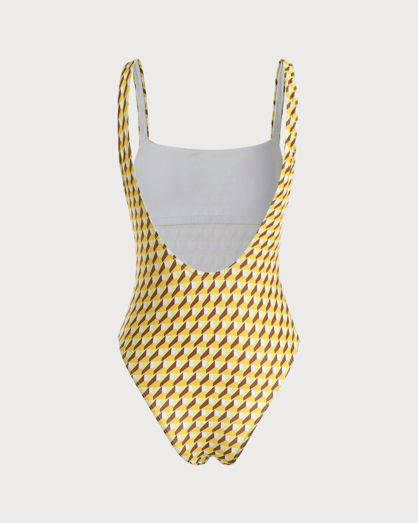 The Yellow Ceometric Print One-Piece Swimsuit One-Pieces - RIHOAS