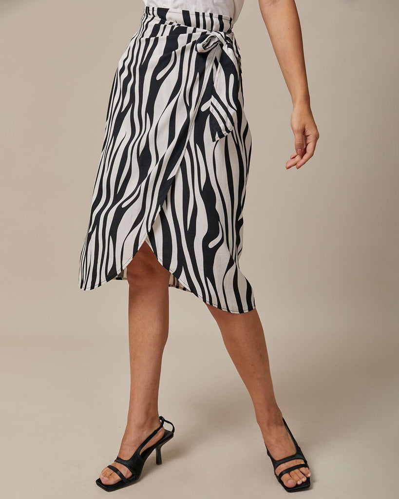 The Zebra Print Wrap Skirt Bottoms - RIHOAS