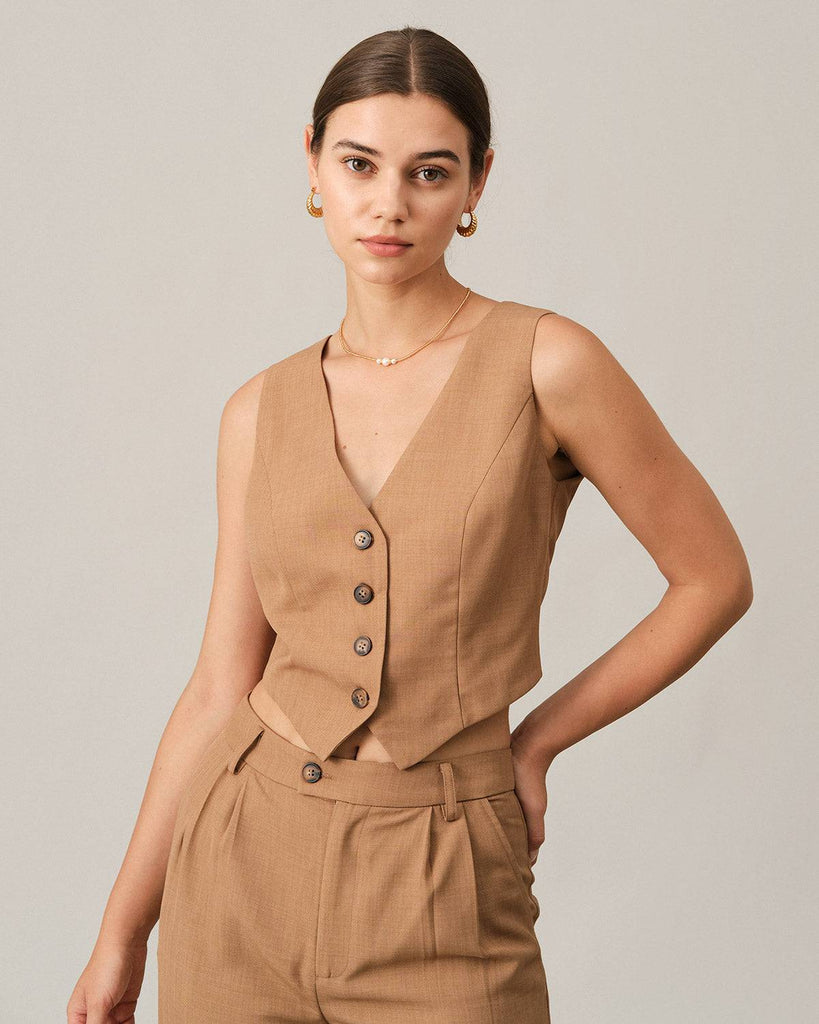 The Solid Color V Neck Vest - RIHOAS